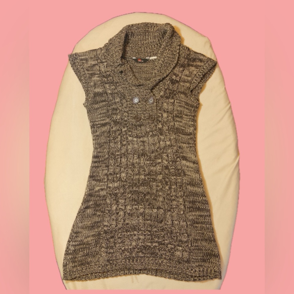 Y2K 1955 Vintage Gray Marled Cable-Knit Sleeveless dress or top